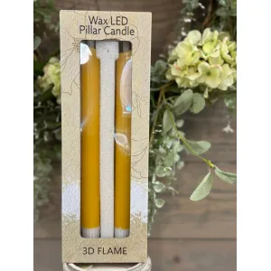Yellow Taper Candle 3D Realistic Flame 0.8x10in 3