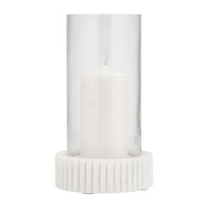 MARBLE, 11"H HURRICANE HOLDER, WHITE KD 4