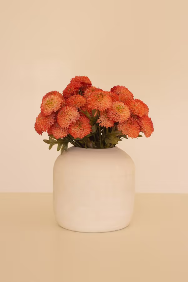 Bundle of 7 Artificial Orange Ball Dahlias