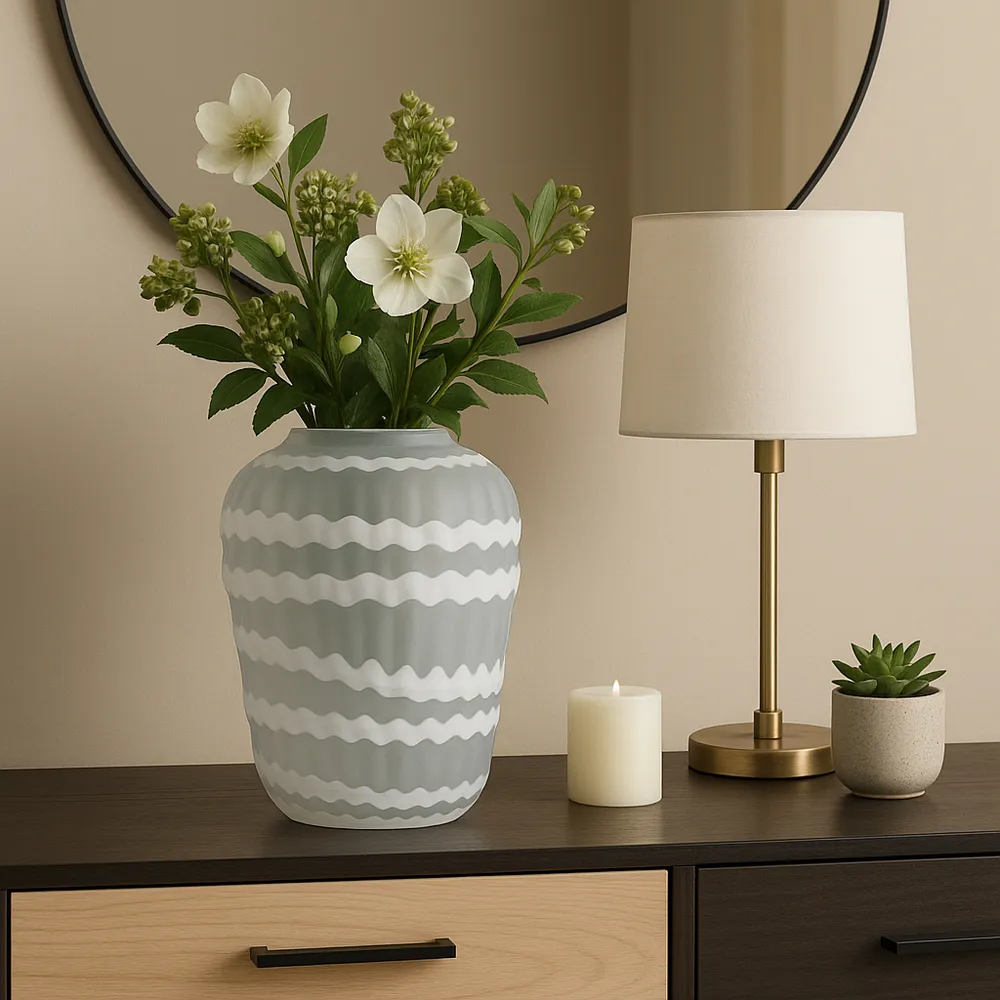 AXELBURN WHITE GLASS VASE 14 (IN)
