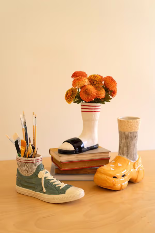 Ceramic Crocs and Socks Vase
