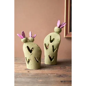 Set of 2 Prickly Pear Clay Luminaries 1