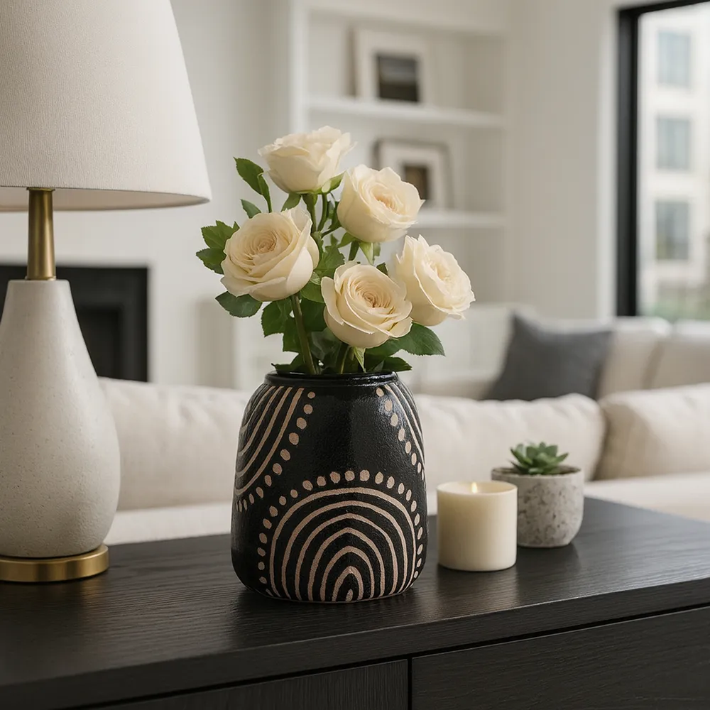 NORAMILL BLACK VASE 6 (IN)