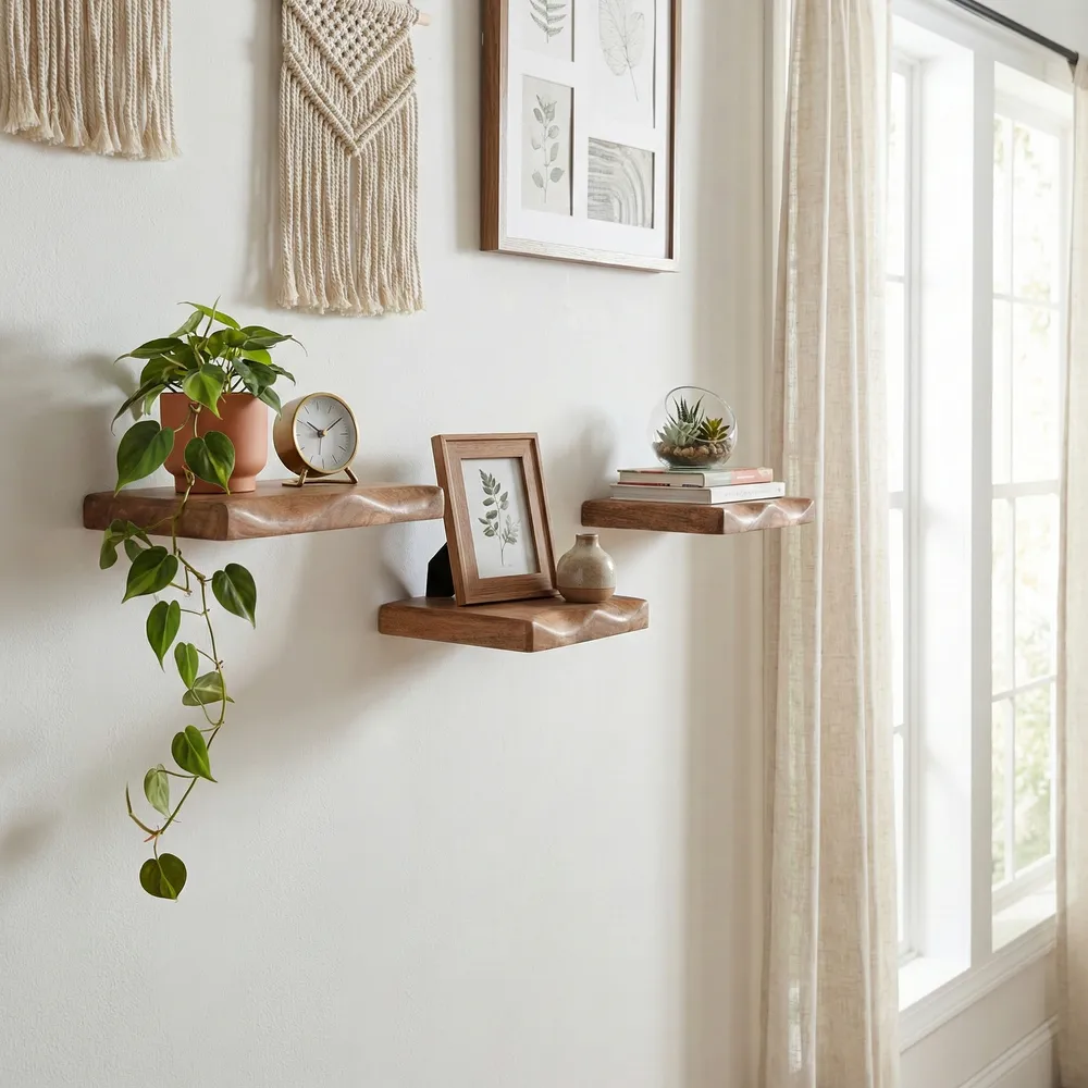 ATLASTON SET OF 3 BROWN WALL SHELF 1 (IN)