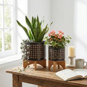 TANNERHAM SET OF 2 BROWN PLANTER 11 (IN) 11