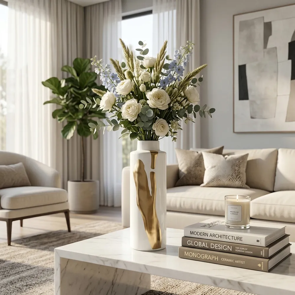 JUNEROSE WHITE VASE 16 (IN)