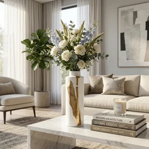 JUNEROSE WHITE VASE 16 (IN) 2