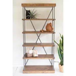Narrow Wood and Metal Display Shelf 6