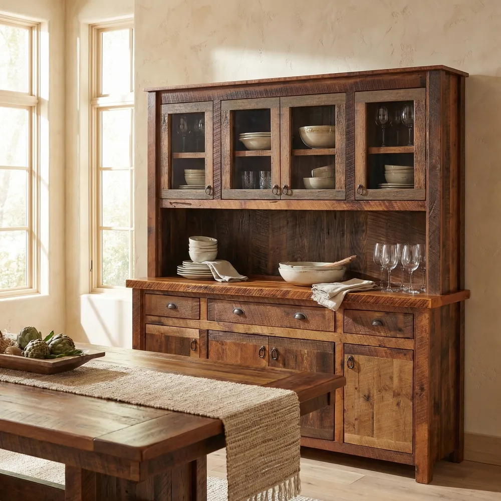 Barnwood 75-inch Buffet & Hutch - Artisan Top