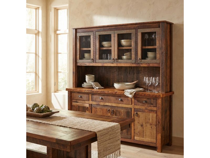 Barnwood 75-inch Buffet & Hutch - Artisan Top 1