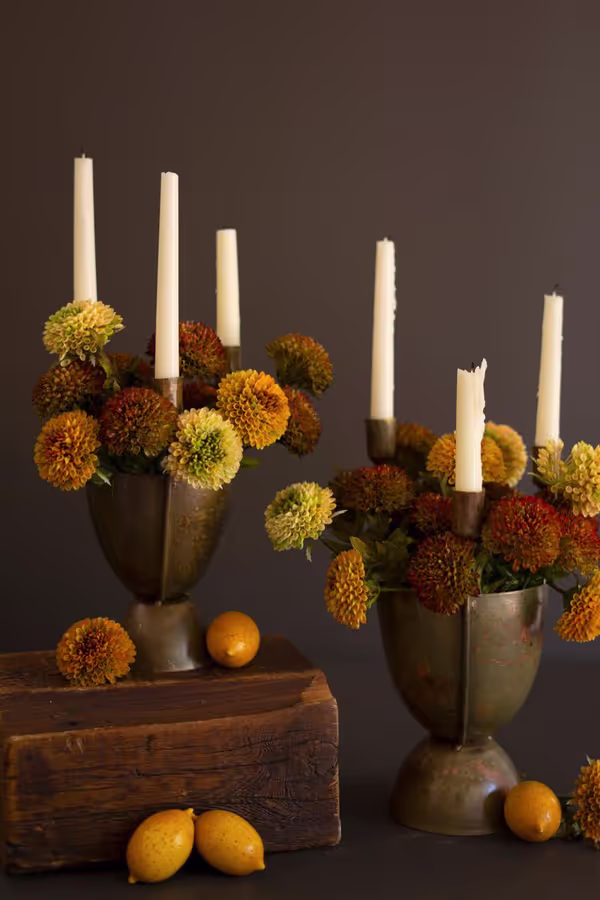 Set of 2 Taper Candelabras with Planters