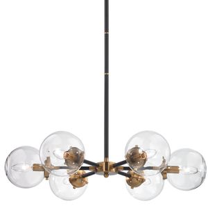Boudreaux 28'' Wide 6-Light Chandelier - Matte Black with Antique Gold 6