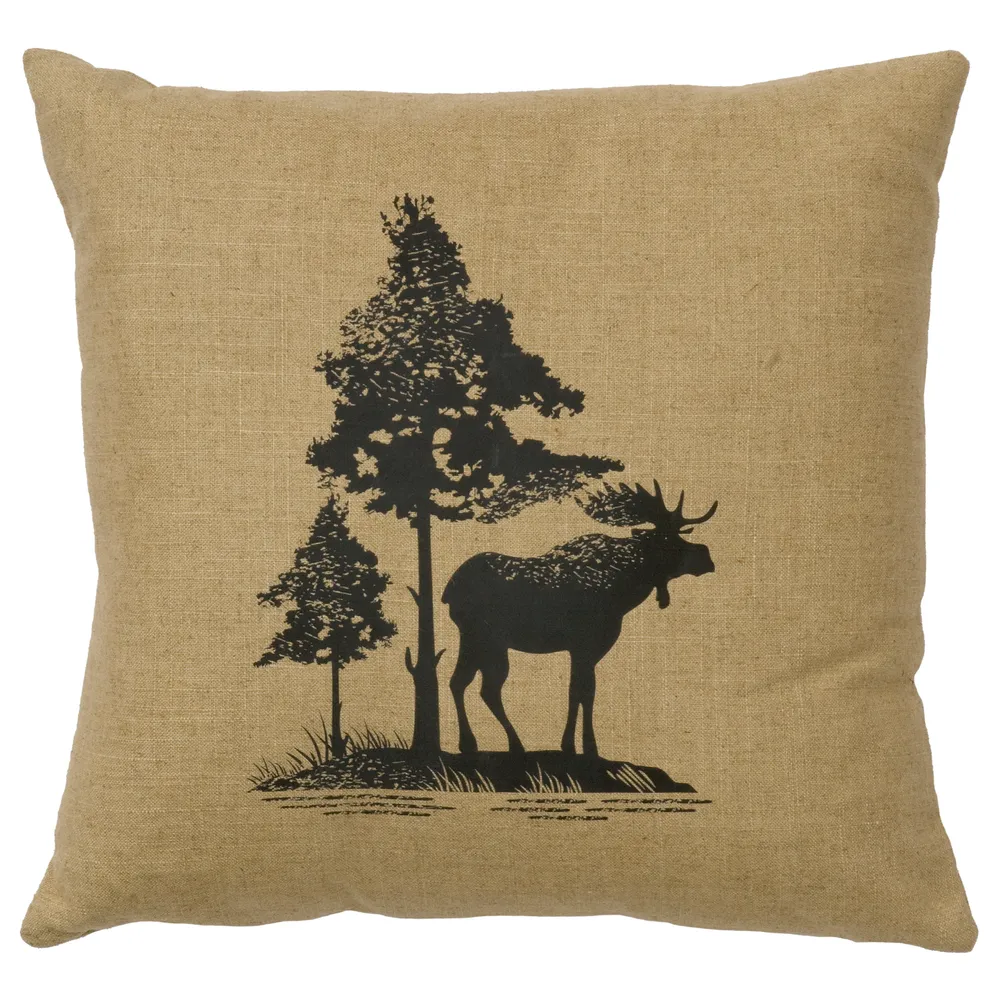 Image Pillow - Moose Tree - Linen Straw