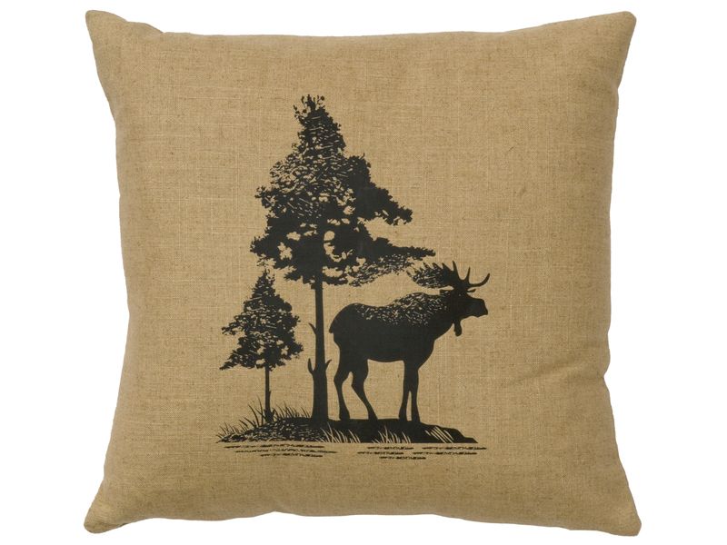 Image Pillow - Moose Tree - Linen Straw 1