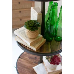 Four-Tiered Recycled Wood and Metal Display Tower 3