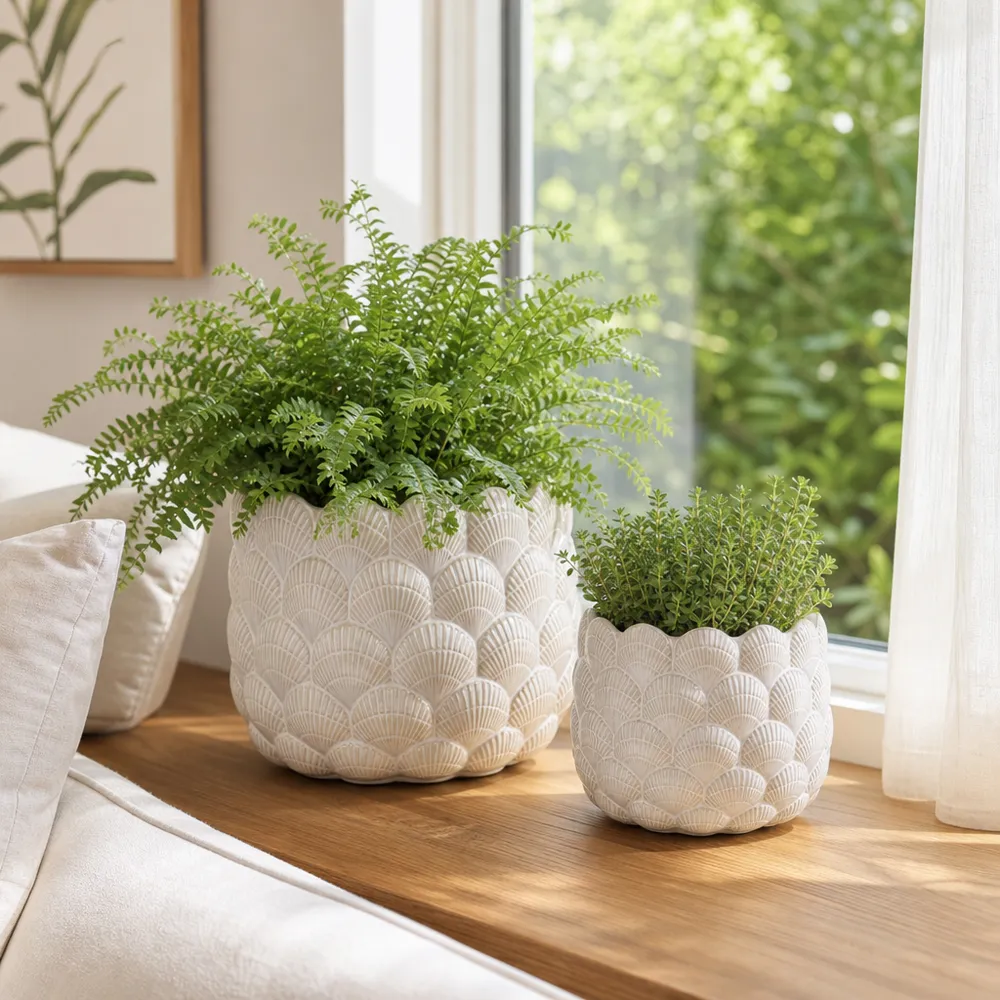 HARKENCREST SET OF 2 WHITE PLANTER 8 (IN)