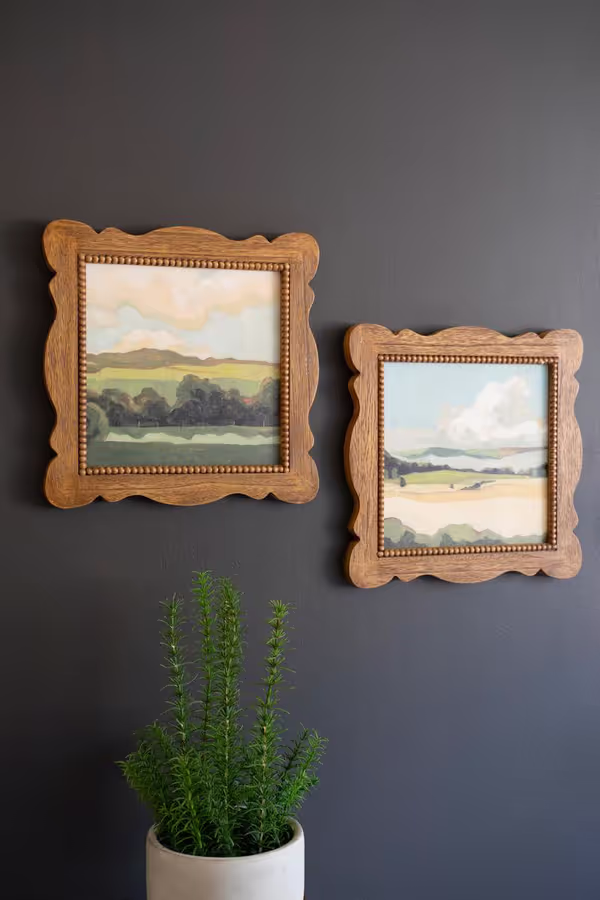 Set of 2 Natural Wood Framed Landscape Prints