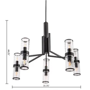 Stripe 31.75'' Wide 10-Light Chandelier - Matte Black 2