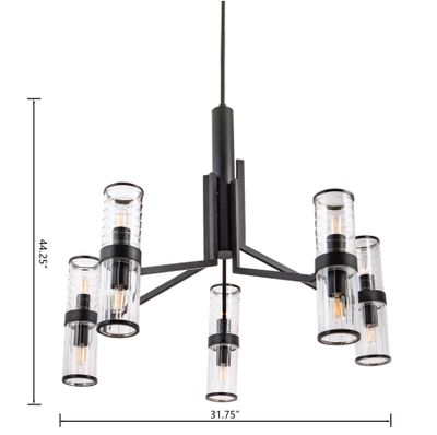 Stripe 31.75″ Wide 10-Light Chandelier - Matte Black