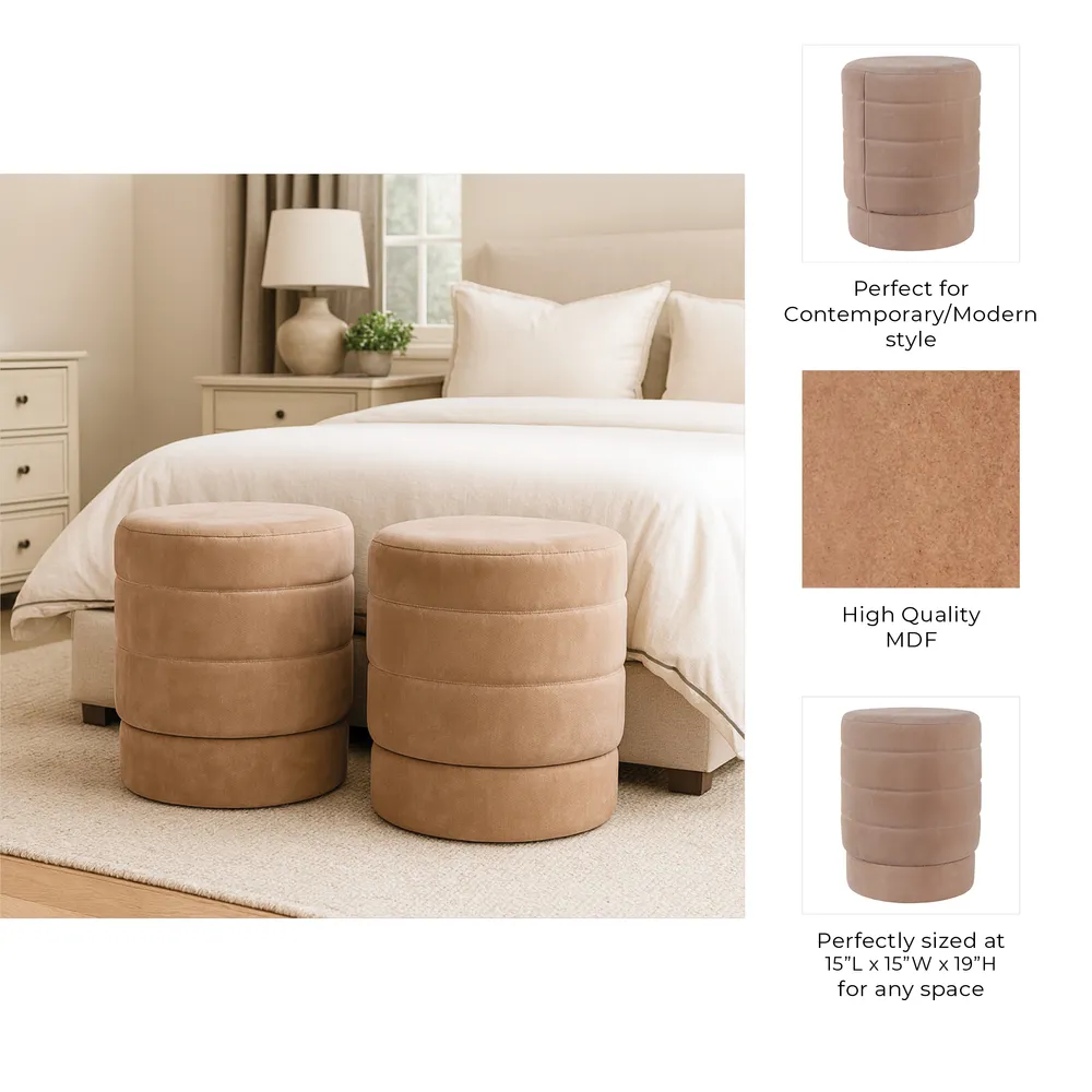 CALESTONE BROWN OTTOMAN 19 (IN)