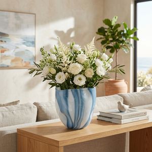 BIRCHBURN BLUE GLASS VASE 8 (IN) 11