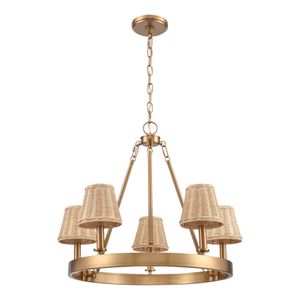 Rydell 24.5'' Wide 5-Light Chandelier - Brushed Gold and Rattan 2