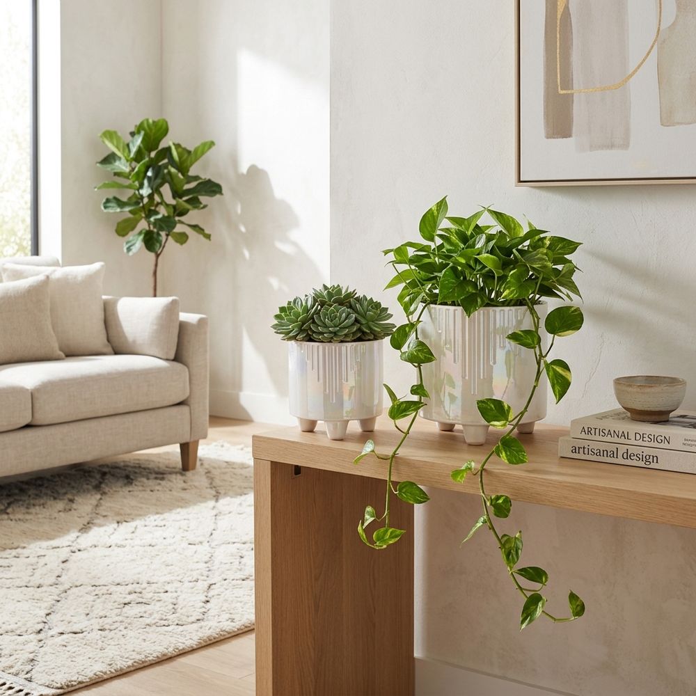 BISHOPTON SET OF 2 IVORY PLANTER 8 (IN)