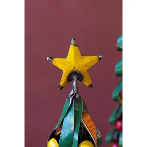 Set of 2 Recycled Metal Christmas Trees with Apples & Lemons 4