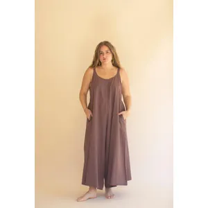 Adjustable Strap Flowy Jumper with Button Detail / Mulberry 1