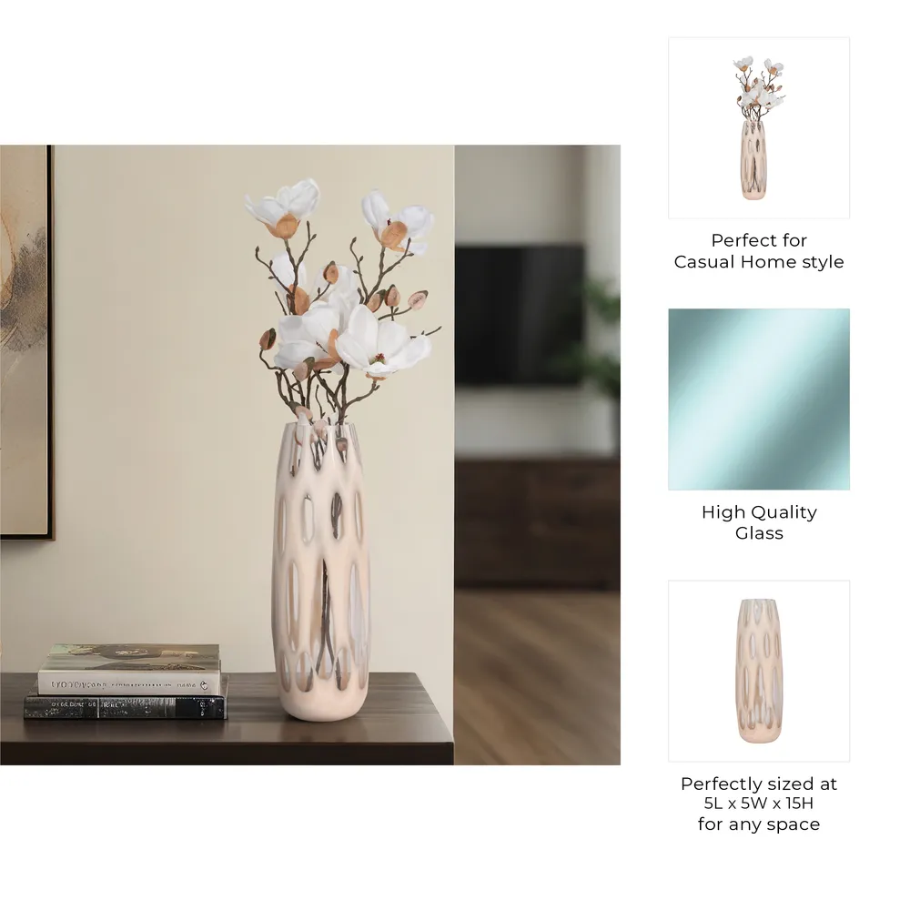 HATCHERHAVEN TAN GLASS VASE 15 (IN)