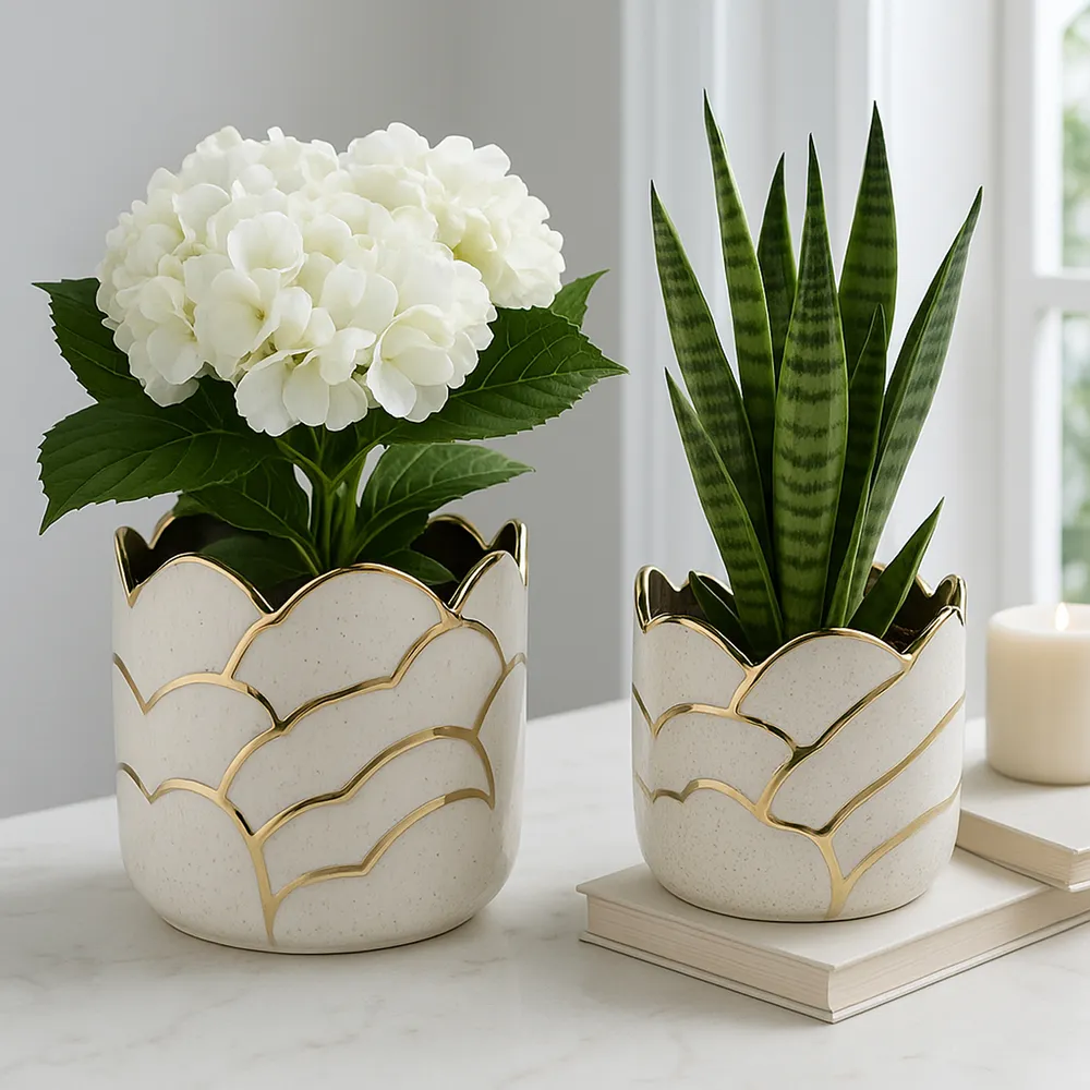 BRIGHTONROSE SET OF 2 IVORY PLANTER 7 (IN)