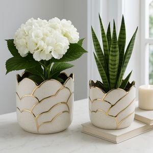 BRIGHTONROSE SET OF 2 IVORY PLANTER 7 (IN) 12