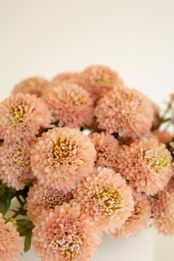 Bundle of 7 Artificial Light Pink Ball Dahlias