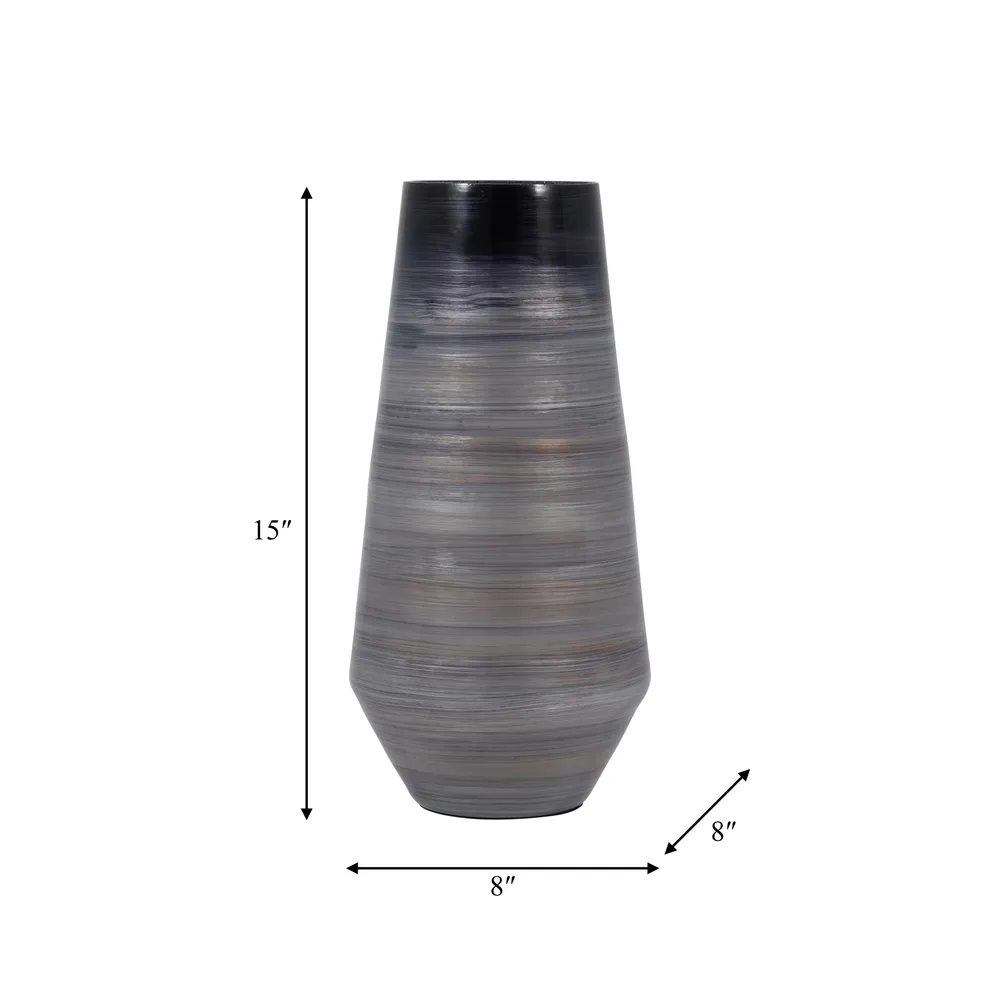 RIDERROSE GRAY GLASS VASE 15 (IN)