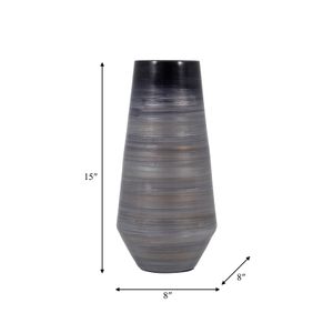 RIDERROSE GRAY GLASS VASE 15 (IN) 9