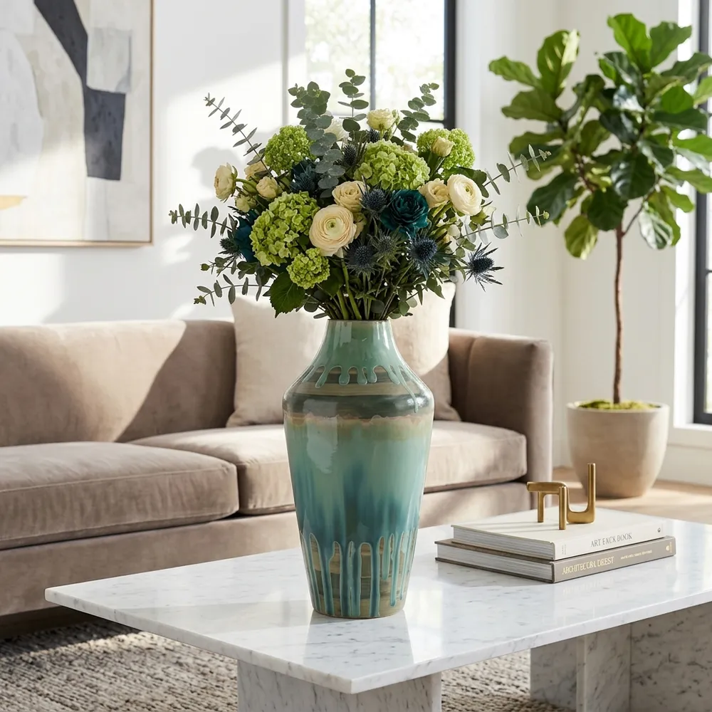 COLEFIELD GREEN VASE 16 (IN)