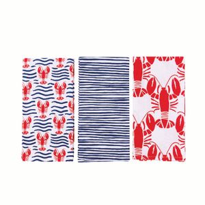 Lobster Waves Cotton Kitchen Towels (Set of 3) 3