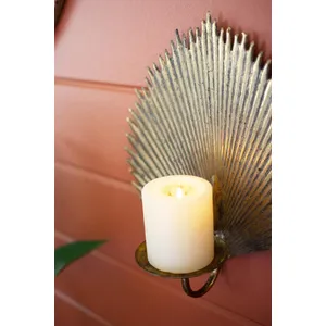 Antique Brass Palm Leaf Candle Sconce 3