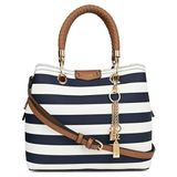 STRIPED HIP BAG W ROPE STRAP & METALLIC GOLD - NAVY 1