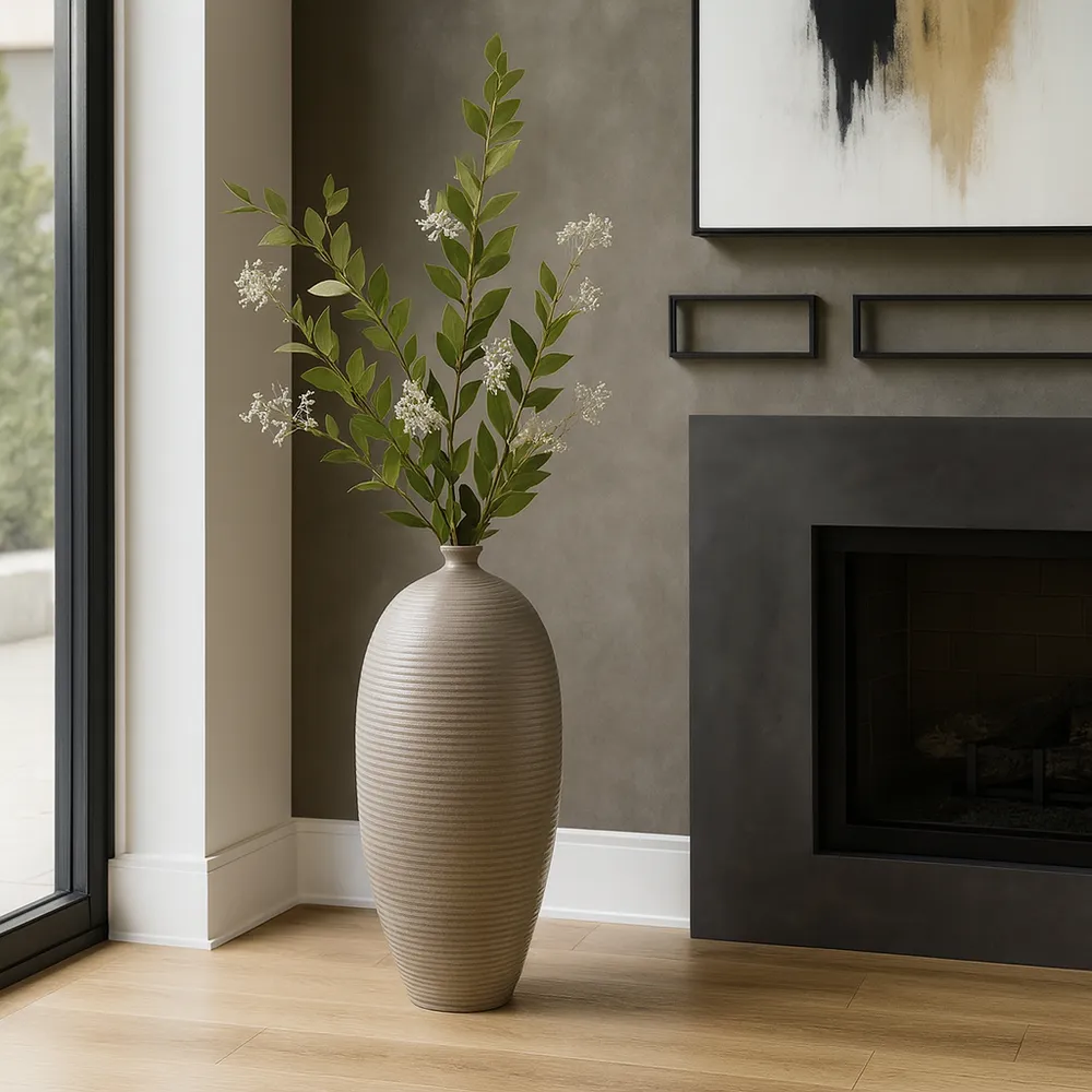 CANTONWIND BEIGE VASE 28 (IN)