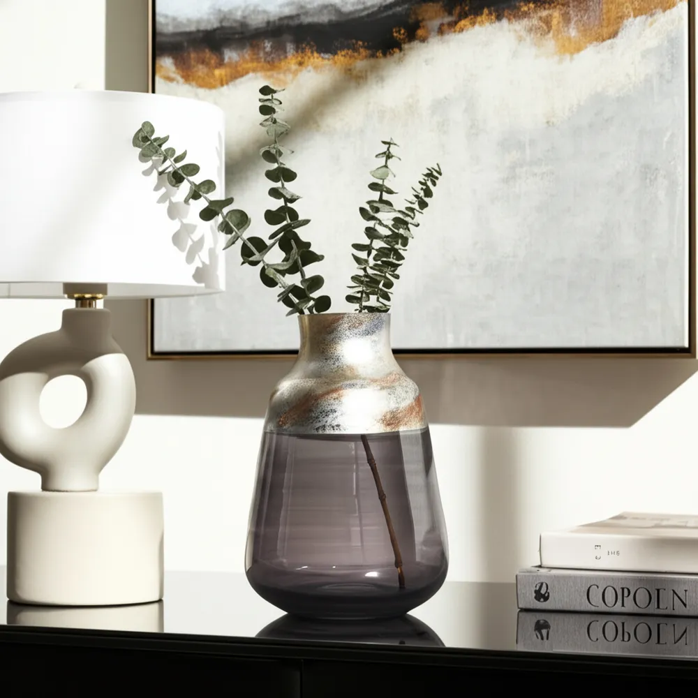 ORIONPARK GRAY GLASS VASE 12 (IN)