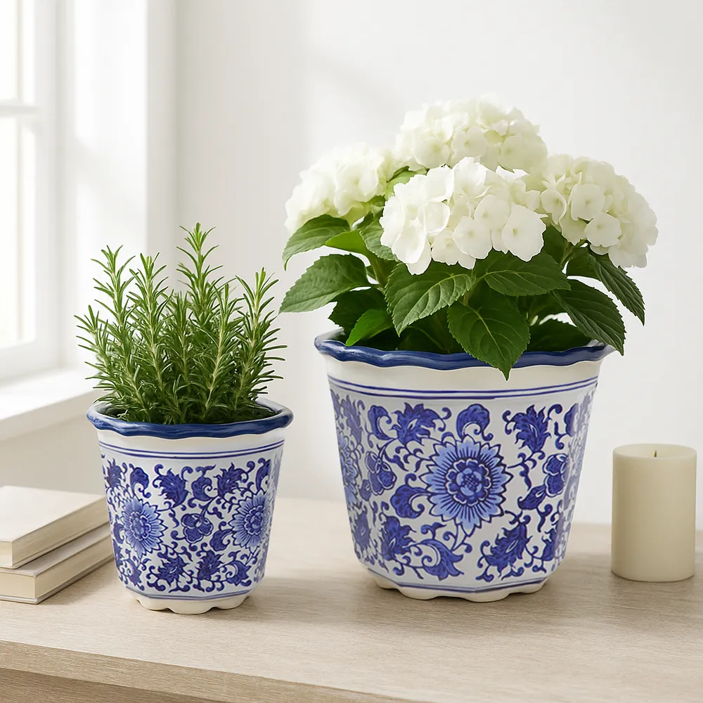 ENOCHFIELD SET OF 2 BLUE PLANTER 8 (IN)