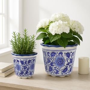 ENOCHFIELD SET OF 2 BLUE PLANTER 8 (IN) 9