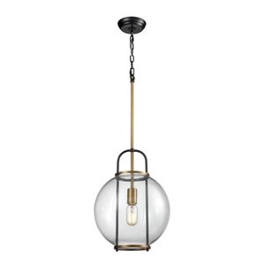 Faraday 12'' Wide 1-Light Pendant - Aged Brass with Black 1