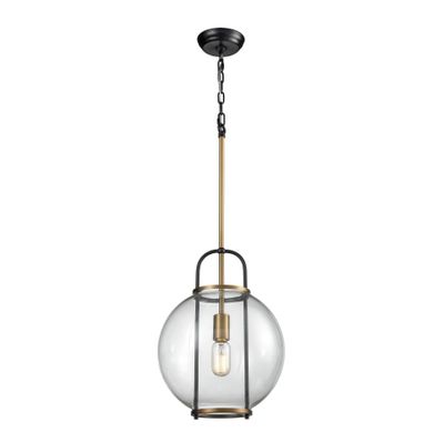 Faraday 12″ Wide 1-Light Pendant - Aged Brass with Black