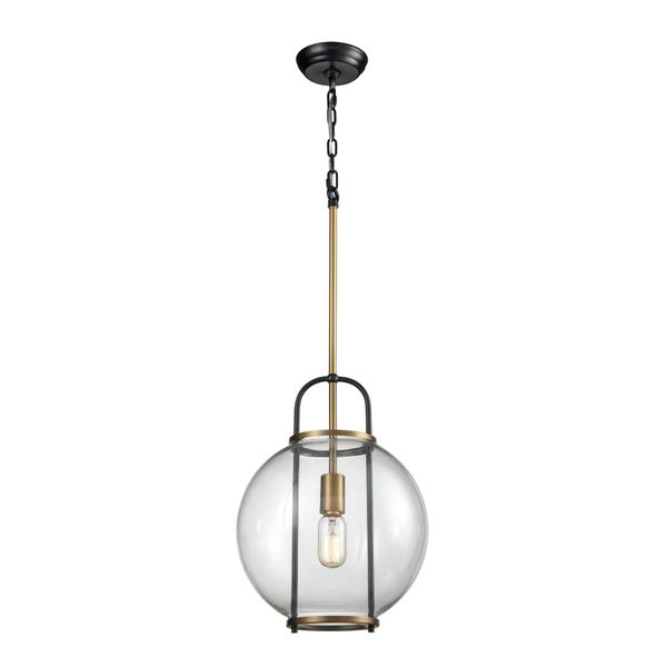 Faraday 12'' Wide 1-Light Pendant - Aged Brass with Black
