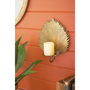 Antique Brass Palm Leaf Candle Sconce 1