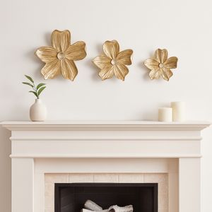 CHESTERROSE SET OF 3 GOLD WALL FLOWERS 4 (IN) 11