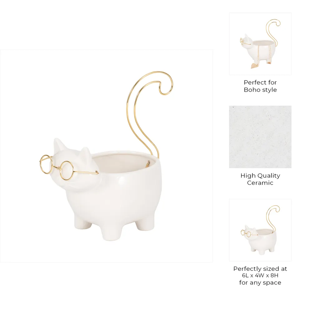 CARLINOAK WHITE TRINKET DISH 8 (IN)