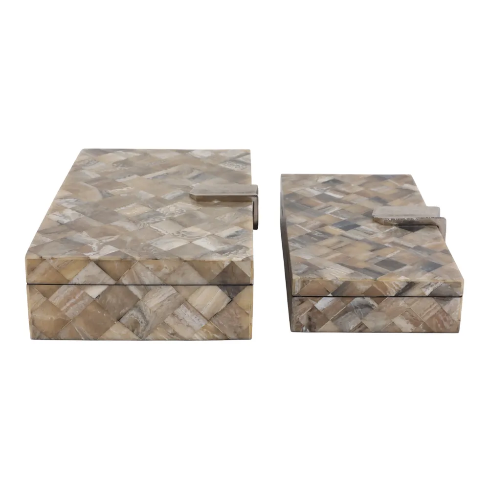 ROSESTONE SET OF 2 BROWN BOXES 3 (IN)
